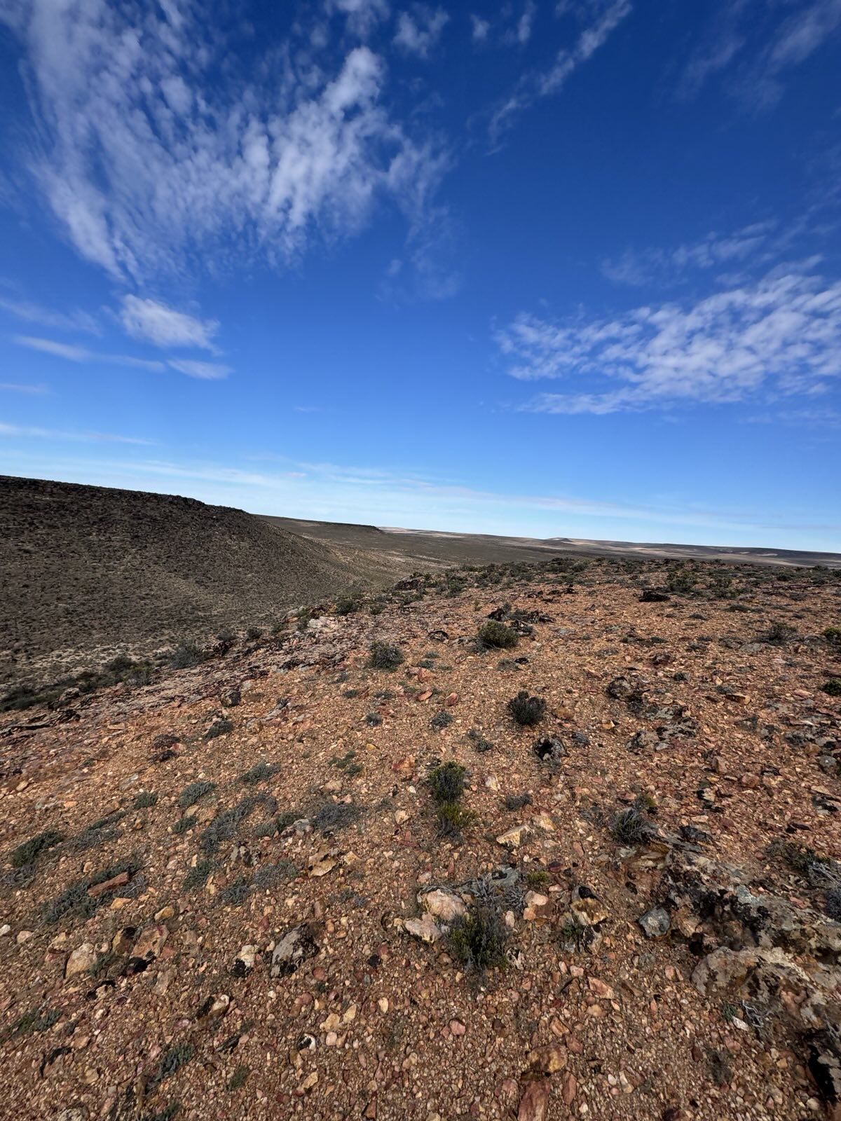 Outcrop and red volcanic soil on a Luna Roja hillside